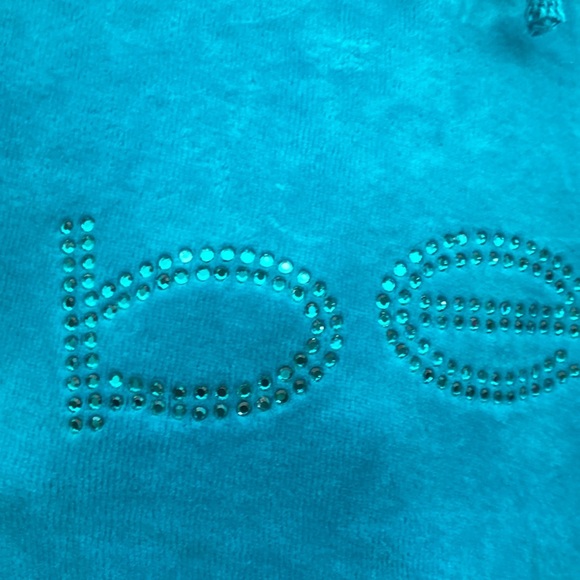 Vibrant blue green Bebe velour zip hoodie - Picture 5 of 12